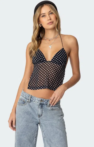 Edikted Dot Chiffon Halter Top In Multi