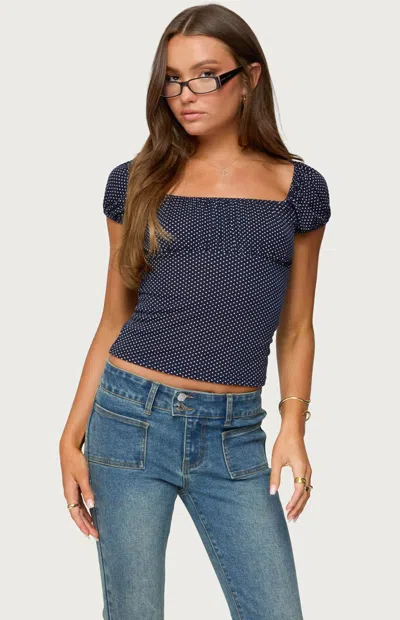 Edikted Stefania Polka Dot Top In Blue