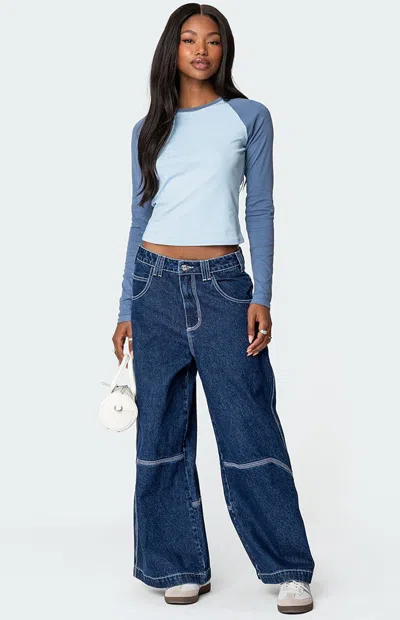 Edikted Raya Long Sleeve T-shirt In Blue