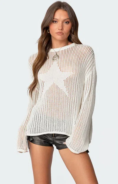 Edikted Seeing Stars Oversized Sweater In White