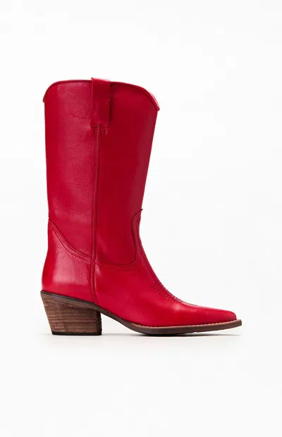 Steve Madden Albany Western Boot In Red