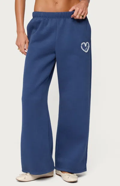 Edikted Wide Leg Sweatpants In Blue