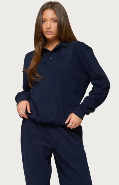 Edikted Jayce Oversized Polo Sweatshirt In Blue