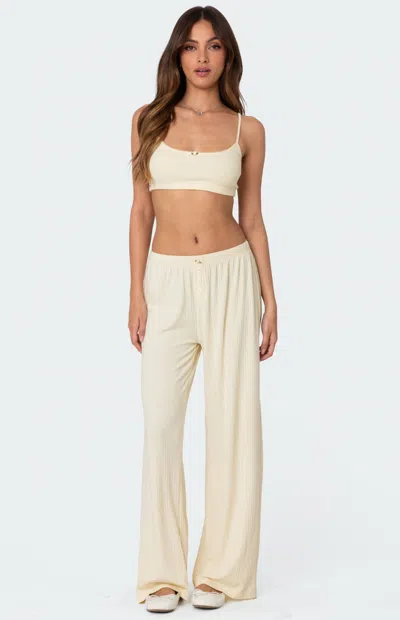 Edikted Lilou Pointelle Pants In Neutral