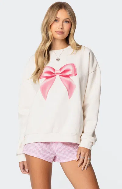Edikted Bow Graphic Sweatshirt In White