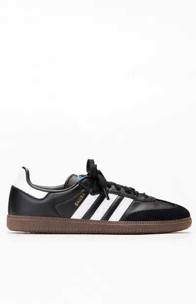 Adidas Originals Mens Black White Gum Samba Og Logo-print Leather Low-top Trainers Eur 43 / 9 Uk