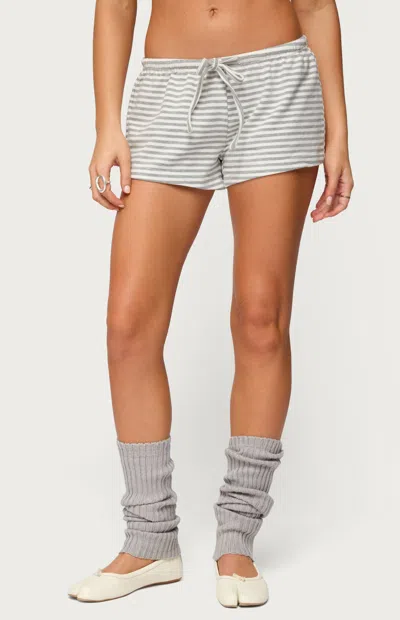 Edikted Jainee Stripe Drawstring Shorts In Blue