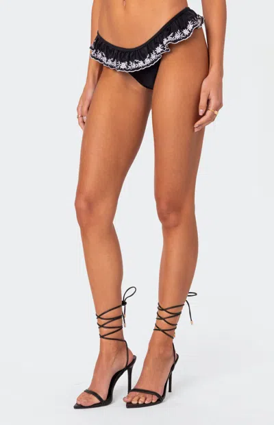 Edikted Frilly Bikini Bottom In Black