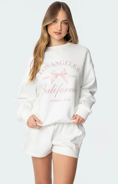 Edikted Cali Bow Graphic Sweatshirt In White