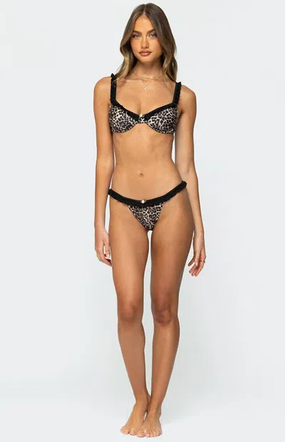 Edikted Deeva Leopard Bikini Bottom In Black