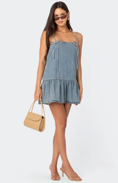 Edikted Dylan Denim Mini Dress In Blue