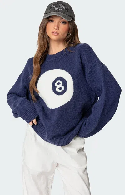 Edikted Magic 8 Oversized Chunky Knit Sweater In Blue