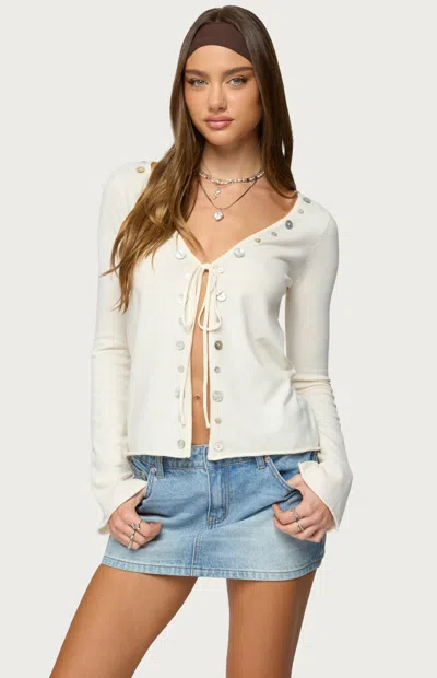 Edikted Jesy Iridescent Split Front Top In Multi