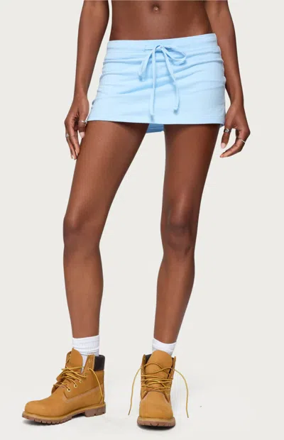 Edikted Bayside Stretch Cotton Micro Skort In Blue