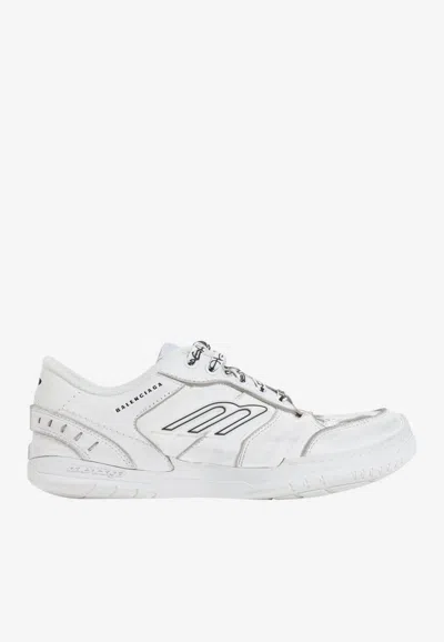 Balenciaga Women Hamptons Worn-out Leather Low-top Sneakers In Neutral
