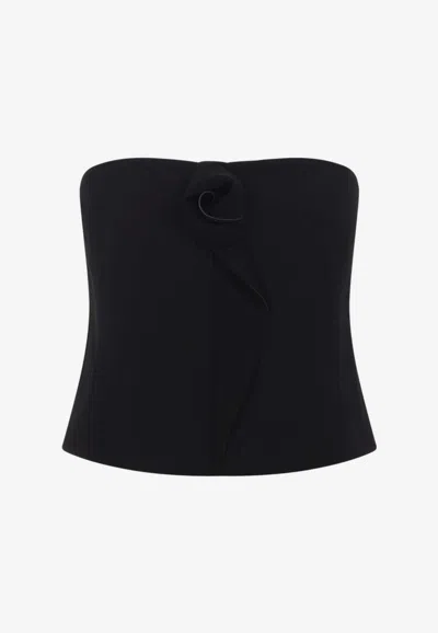 Giorgio Armani Strapless Top Fitted Silhouette Floral Detail In Black