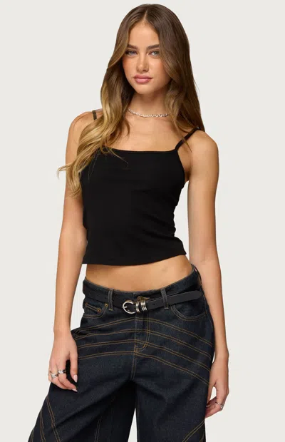 Edikted Deanna Stretch Cotton Crop Tank In Black