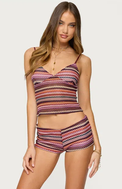 Edikted Zigzag Stripe Tank Top In Brown