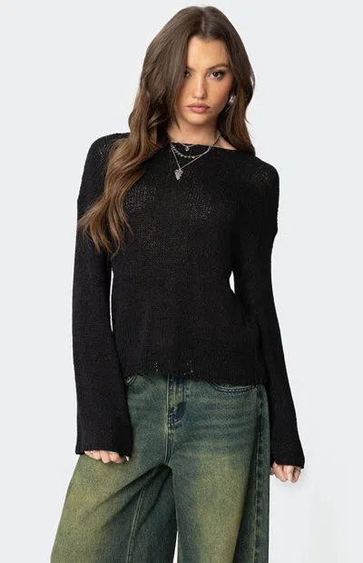 Edikted Drop Shoulder Light Knit Sweater In Black