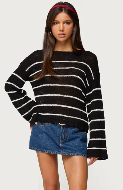 Edikted Drop Shoulder Light Knit Sweater In Black