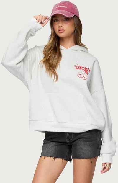 Edikted Feeling Lucky Oversized Sweatshirt In White