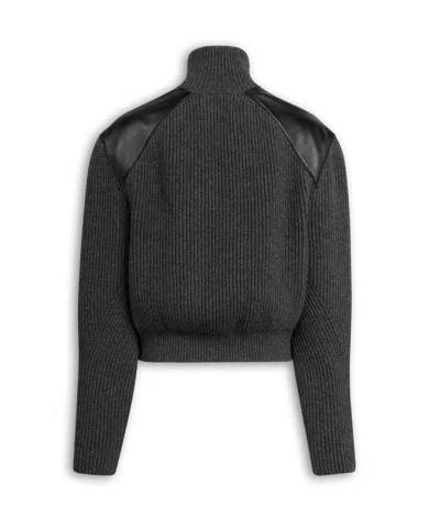 Alaïa Light Gray Wool Varsity Jacket In Black