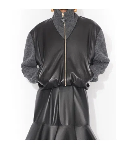 Alaïa Light Gray Wool Varsity Jacket In Black