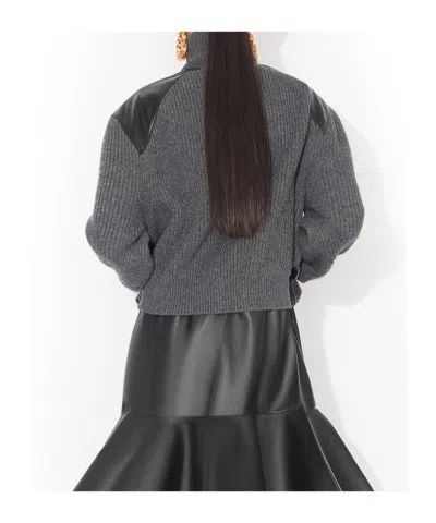 Alaïa Light Gray Wool Varsity Jacket In Black