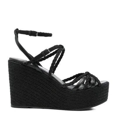 Jimmy Choo Sophisticated Woven Design Pumps With Adjustable Ankle Strap In Black