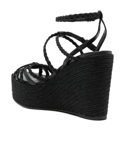 Jimmy Choo Sophisticated Woven Design Pumps With Adjustable Ankle Strap In Black