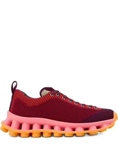 Camper Pelotissima Knitted Deep Burgundy Sneakers In Red