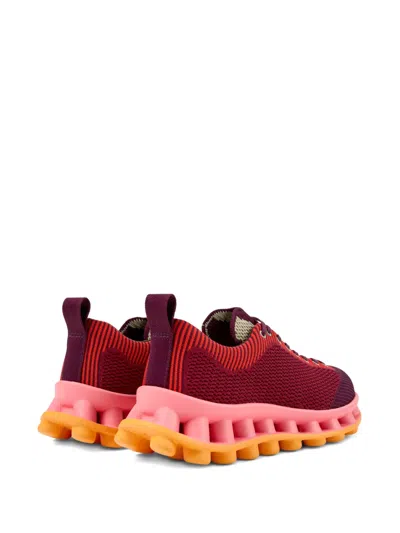 Camper Pelotissima Knitted Deep Burgundy Sneakers In Red