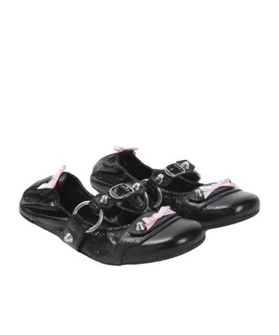 Balenciaga Black Le City Ballet Flats In Animal Print