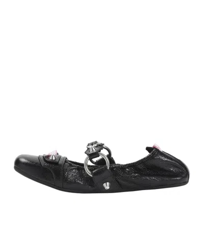 Balenciaga Black Le City Ballet Flats In Animal Print