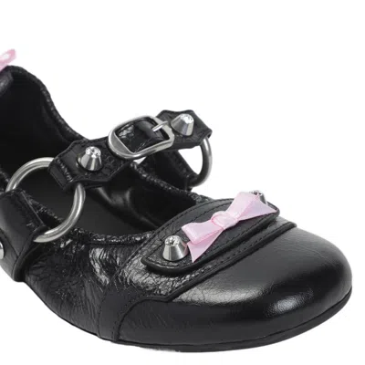 Balenciaga Black Le City Ballet Flats In Animal Print