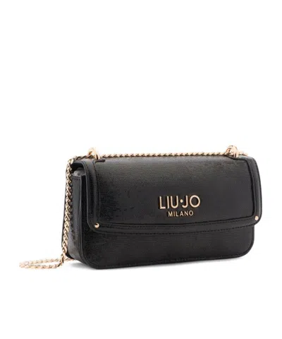 Liu •jo Small Lizard Effect Chain Satchel In Black
