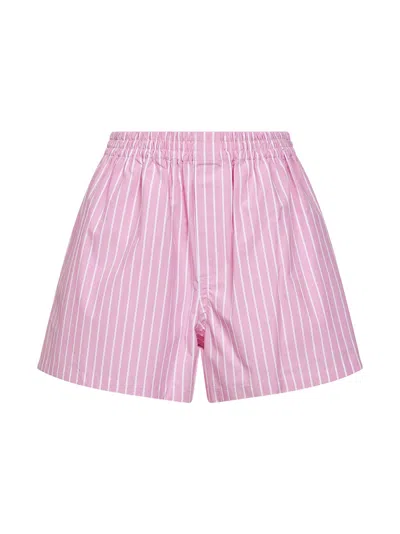 Balenciaga Pink And White Striped Cotton Boxer Shorts In Pink