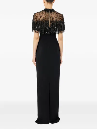 Jenny Packham Livia Beaded-embellishment Zip-up Maxi Dress In Black