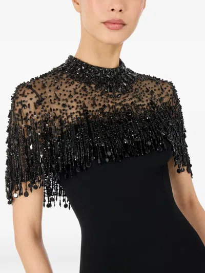 Jenny Packham Livia Beaded-embellishment Zip-up Maxi Dress In Black