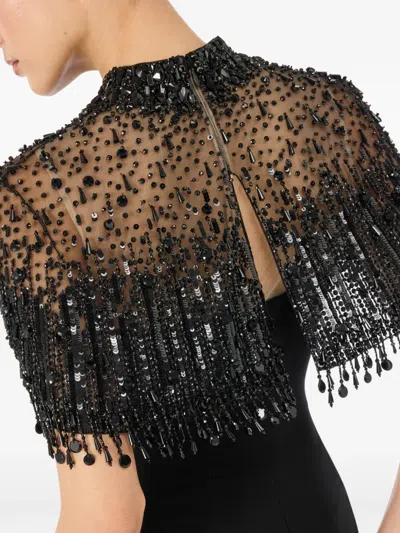 Jenny Packham Livia Beaded-embellishment Zip-up Maxi Dress In Black