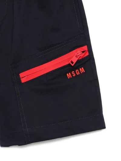 Msgm Zip-pocket Shorts In Blue