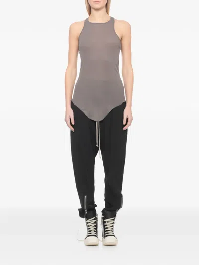 Rick Owens Temple Basic Rib Tank Raw-hem Top In Multi