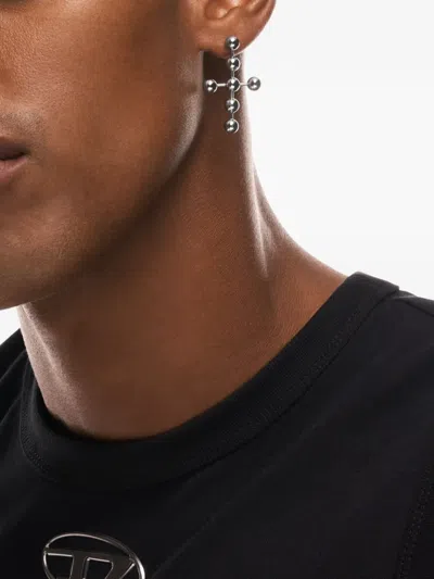 Diesel Cross Drop Earring In Silver