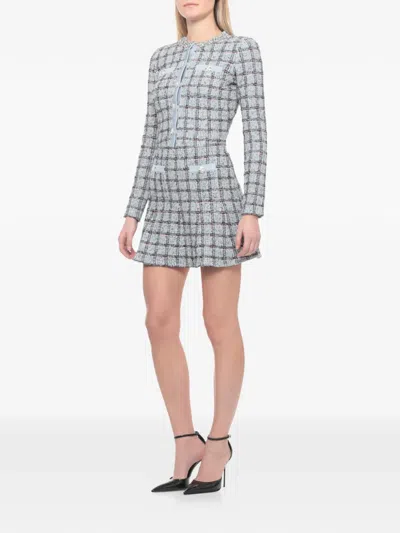 Self-portrait Checked Cropped Blazer In Gray