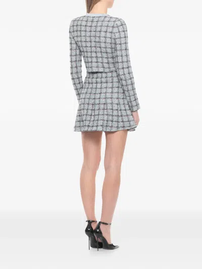 Self-portrait Checked Cropped Blazer In Gray