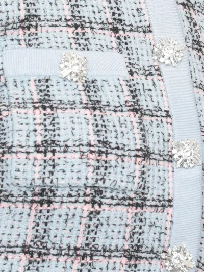 Self-portrait Checked Cropped Blazer In Gray