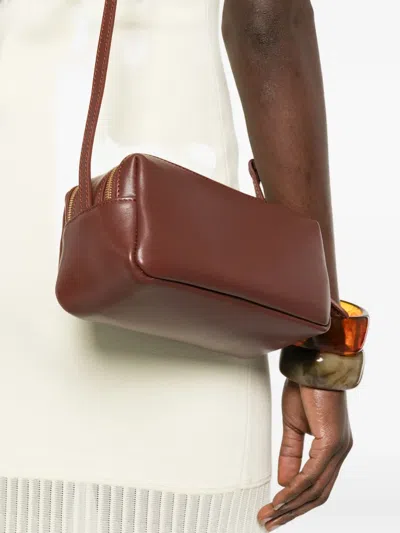 Elleme Double-zip Leather Cross Body Bag In Brown