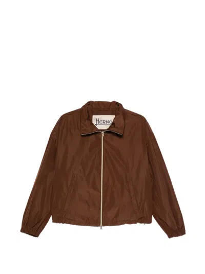 Herno Zip-up Jacket In Brown