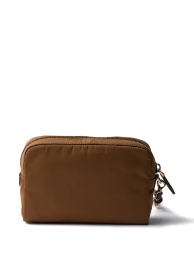 Prada Small Re-nylon Pouch In Brown