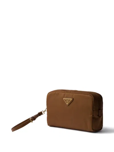 Prada Small Re-nylon Pouch In Brown